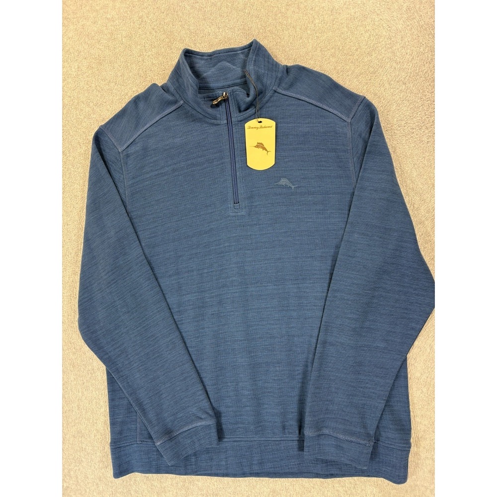 NWT Tommy Bahama Dockside 1/4 Zip Marlin Pullover Sweater (Men's XL) Blue